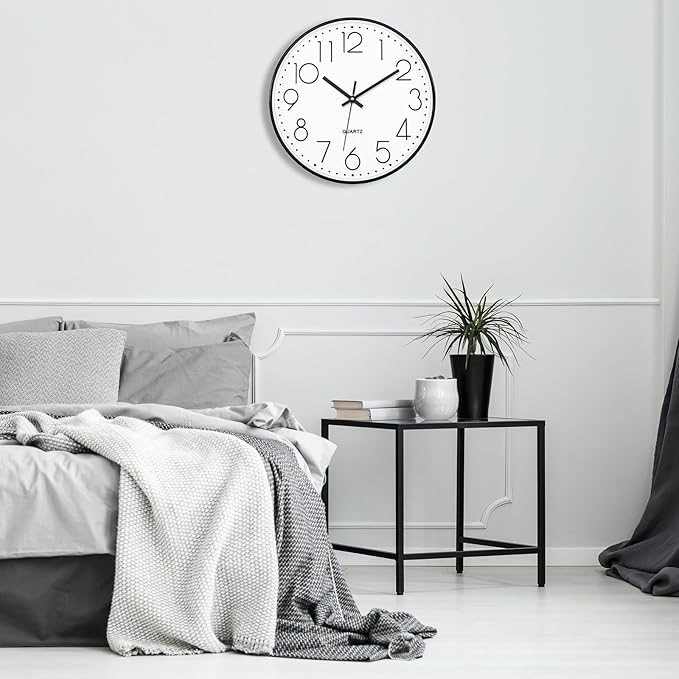 Lumuasky 4 Pack Wall Clock,12 Inch Silent Battery Operated Non Ticking Quartz Round Analog Classic Clock Modern Design for Home Office Classroom School Living Room Bedroom