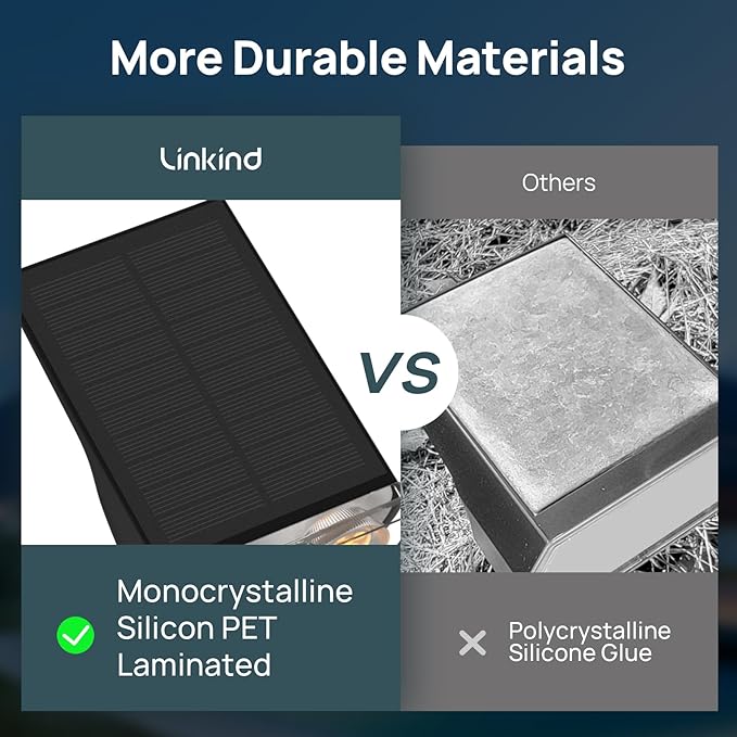 Linkind Solar Lights Outdoor Waterproof IP67, StarRay Dusk-to-Dawn Outdoor Solar Lights, 3 Lighting Modes Solar Spot Lights Outdoor for Garden, Yard, Landscape (Warm White, 4 Pack)