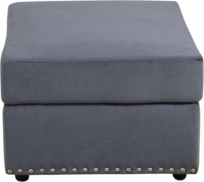 Ottoman Rectangular Storage Ottoman Bench, Flannel Footrest Stool Footstool with Lid for Living Room, Bedroom, Entryway, Brown, 33.5"x25.5"x18"