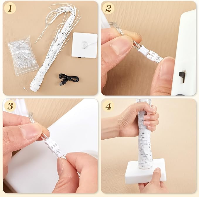 Retisee 2 Pieces Money Tree Gift Card Holder with 12 Clips & 24 LED Lighted Tips 23" White Birch Money Tree for Cash Memo Photo Picture Tabletop Display Christmas Birthday Party Wedding Gifts