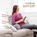 Nestl Reading Pillow for Kids, Small Bed Pillow, Back Pillow for Sitting in Bed, Memory Foam Chair Pillow, Reading & Bed Rest Pillows, Light Grey Back Pillow for Bed, Arm Pillow with Pockets