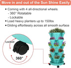 Vertical Planter 5 Tier Stackable Planters Garden Planters Strawberry Herb Flower and Vegetable Planter Indoor Outdoor Gardening Pots with Removable Wheels and Tools
