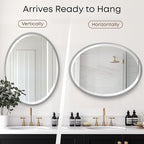 OVALCREST - Oval Wooden Beveled Wall Mirror for Home Decor, Bathroom, Vanity, Bedroom, Living Room, Hallway - London Style (Silver Spray) 13.1 x 17.1