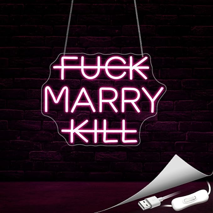 Neon Sign, Marry Neon Signs for Wall Decor Neon Pink LED Signs Room Neon Light Up Signs Home Decor for Bedroom Business Club Party Bars Shop Decoration USB Operated