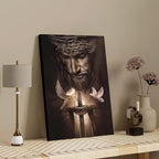 Fantasy Artists Framed Jesus Christ Canvas Wall Art The Cross and Peace Dove Christian Painting Prints Biblical Wall Decor Religious Room Decor for Church Prayer Room Schools Hospitals 16" x 24"