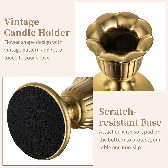 Sziqiqi Taper Candle Holders Vintage: Gold Candlestick Holder Bulk Victorian Decor Candle Holder Table Centerpieces for Wedding 12 Pcs