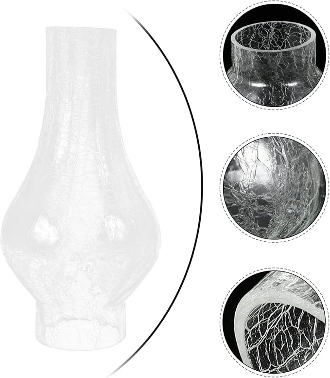 Uonlytech Home Decor Vintage Decor Glass Lamp Chimney, Chimney Transparent Glass Shade Replacement Oil Lamp Wall Cover for Vintage and Antique Style s, Burst Crack Home Decor Decor