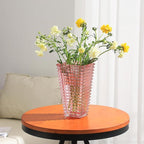 MCMCNCUIU Crystal Glass Vase, Large Crystal Vases for Flowers, Large Flower Vase, Pink Modern Vases for Living Room, Bedroom, Kitchen, Dining Table, Mantle, Wedding, 11 Inches