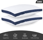 Utopia Bedding Bed Pillows for Sleeping King Size (Navy), Set of 2, Cooling Hotel Quality, Gusseted Pillow for Back, Stomach or Side Sleepers