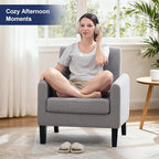 Accent Chairs Set of 2, Mid Century Modern Living Room Chairs Comfy Reading Chair with Upholstered Cushion Relax Armchair for Bedroom Apartment,Office,Light Grey