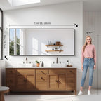 YIROMAN Bathroom Mirror 72"x30", Large Brushed Gold Bathroom Mirror for Over Sink with Aluminum Frame, Rectangular Vanity Mirror with Right Angle, Wall Mirror Hangs Horizontal or Vertical