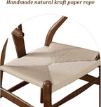 Wishbone Chair Natural Solid Wood Dining Chair/Hans Vegner Y Chair Rattan and Wood Accent Armrest Chairs Set of 4 (Ash Wood - Walnut)
