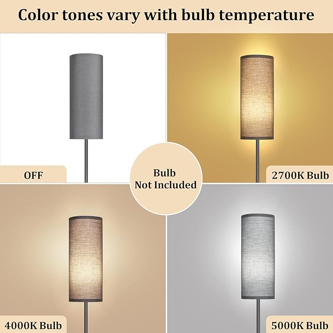 PARTPHONER Floor Lamp for Living Room, Modern Standing Lamps with Lampshade, Minimalist Tall Lamp with Foot Switch for Living Room, Bedroom, Kids Room, Office(Bulb Not Included)
