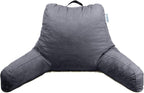 ComfortSpa Reading Pillow for Bed Adult Size, Back Rest Pillow with Arms, Pockets and Washable Cover; Use as a Back Pillow for Bed Sitting Up for Bedrest or Relief from GERD Heartburn (Large Grey)