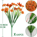 Krissing 48 Bundles Outdoor Artificial Flowers UV Resistant Fake Flowers Faux Plastic Flowers Plants Outside Garden Porch Window Box Fall Decor (Orange)