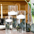 Hurricane Candle Holders 24 PCS Cylinder Flower Vases, Pillar Votives Floating Candles Holder, Clear Glass Vase for Wedding Party Decoration 10" 7.8" 6"