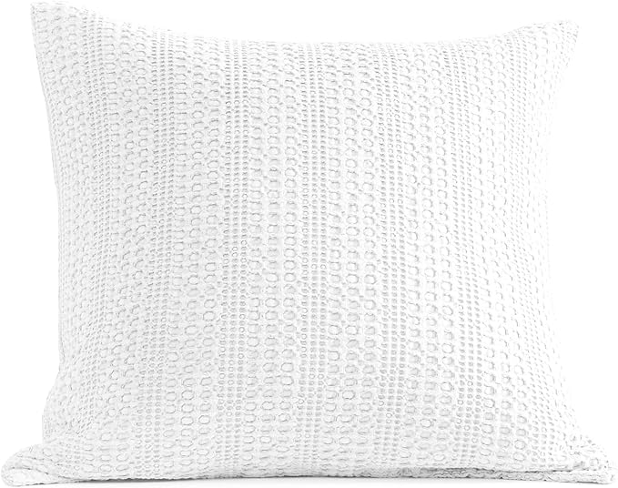 1pc Off White Pillow Covers 18x18 Throw Pillow Cover Boho Decorative Pillow Shams Stone Washed Cotton Pillowcase for Couch Sofa Chair Bed Car