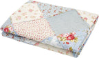 Cozyholy Original 100% Cotton Patchwork Quilt Twin Size Blue Floral Bedspread Coverlet Reversible Vintage Shabby Chic Quilted Throw Blanket Bed Quilt Cover for Couch Sofa