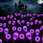 Solar Halloween Lights Outdoor, Scary Eyeball Lights, 4PACK 32LED, IP65 Waterproof, Decor for Garden/Yard/Patio/Lawn/Pathway (Purple)