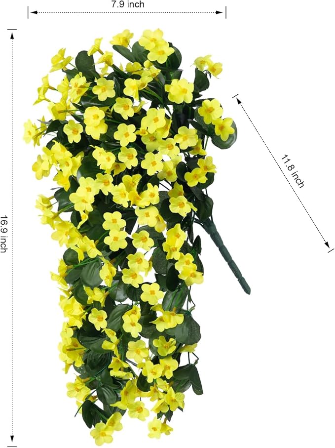 Artificial Faux Hanging Plants Flowers for Outdoor Fall Autumn Decor, 2 PCS Fake Silk Daisy Mums Yellow Orchid Long Vines UV Resistant Realistic for Outside Home Porch Patio Balcony Planter