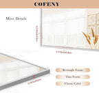 30x55In Silver Bathroom Mirror for Wall, Brushed Nickel Rectangle Mirrors with Metal Frame, Bathroom Rectangular Mirror Modern Wall Mirror for Bedroom Living Room, Hangs Horizontal or Vertical