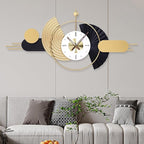 39x18 Inch Modern Decorative Wall Clock Battery Operated, Unique Silent Non-Ticking Large Clocks for Living Room, Kitchen, Bedroom, Office – Abstract Design Timepiece