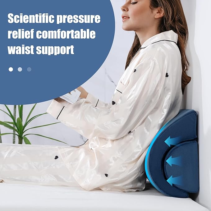 ROYALAY Half Moon Bolster Knee Pillow for Legs, Knees, Lower Back and Head, Adjustable Semi Roll Round Lumbar Support Pillow for Bed Sleeping, Health Large half moon pillow for Reduce Pressure,blue