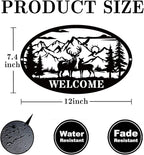 Rustic Metal Deer Cabin Sign, Outdoor Welcome Sign for Front Porch, Great Gift for Hunters, Farmhouse Cabin Decor