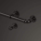 MODE Industrial Room Darkening Collection 1 1/8" Diameter Industrial Curtain Rod Set with Steel Wall Mounted Adjustable Curtain Rod, Blocks Light, Fits 36” to 72” Windows, Dark Brown