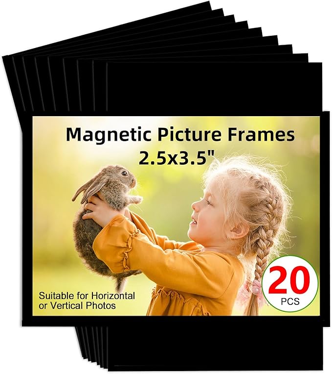 Magnetic Picture Frame 2.5X3.5-20 pack,Wallet Size Photo Magnets Sleeves for Refrigerator