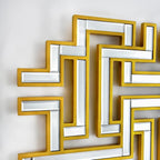 KOHROS Large Modern Gold Wall Mirror - 46.5"x30" Geometric Maze Design Decorative Mirror for Home Decor Living Room Entryway Hallway Farmhouse, Mirrors for Wall Decor
