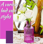 12PCS Hot Pink Vase for Flowers, Small Glass Bud Vases for Centerpieces Purple Flower Vase in Bulk for Home Office Decor