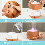 500ml Essential Oil Diffuser with 10 Scented Essential Oils,Wood Grain Ultrasonic Oil Diffuser,Aromatherapy Diffuser with Remote Control,Timer,7 Colors Light,2 Mist Modes for Large Room Office,Yellow