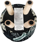 Asense Round Small Footrest Ottoman Velvet Fabric Padded Footstools with Anti-Slip Wooden Legs, Patterns Black