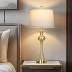 28.75'' Gold Table Lamps for Living Room, 3 Way Touch Control Bedside Lamps with USB A+C Ports & AC Outlets, Modern Metal Nightstand Lamps for Bedroom Living Room Office End Table（Bulb Included）