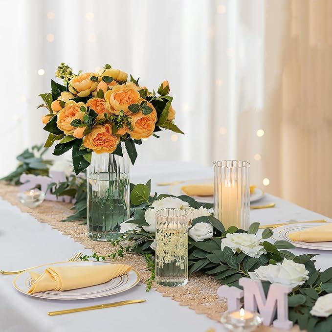 Hewory Glass Cylinder Ribbed Vases Set of 18, Tall Clear Vase for Centerpieces, Hurricane Candle Holders for Pillar or Floating Candles, Round Vases for Wedding Anniversary Events Home Table Decor