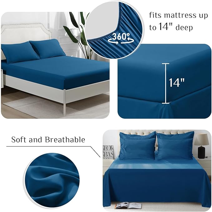 JOLLYVOGUE Queen Comforter Set, Ultra-Soft Bed in a Bag Queen Size 7 Pieces, Oeko-TEX Certified Bedding Set with Down Alternative Comforter, Sheets, Pillowcases & Shams, Teal