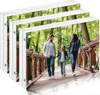 5x7 Acrylic Picture Frames 3Pack, Magnetic Acrylic Photo Frames 5 by 7,20% Thicker Block,Clear Floating Picture Frame Free Stand Double Side, Lucite Frameless Frame Gift for Desktop Display