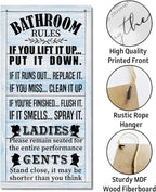 Rustic Western Bathroom Decor - Funny Wall Signs, Farmhouse Country Rules Wall Decor D1