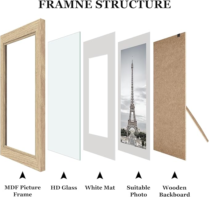 10 Pack Picture Frames Collage Wall Decor - Gallery Wall Frame Set with Mat for Wall Mounting or Tabletop Display, Including Two 8x10, Four 5x7, Four 4x6 Photo Frames, Real Glass