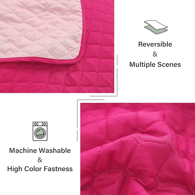Exclusivo Mezcla Reversible California King Size Quilt Bedding Set with Pillow Shams, Lightweight Quilts Cal King Size, Soft Bedspreads Bed Coverlets for All Seasons - (Hot Pink, 112"x104")