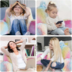 Fluffy Fur Reading Pillow for Adults & Kids Unisize, Stylish College Essentials for Girl, Fuzzy Back Pillow for Sitting in Bed, Adorable Gift for Teens, Bed Rest Sit Up Arm Support Pillow