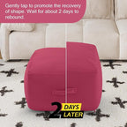 MeMoreCool Square Stuffed Pouf Ottoman Foot Rest, Floor Pouf Foot Stool with Foam Chunk Filling, Soft Stuffed Ottoman Footrest for Living Room