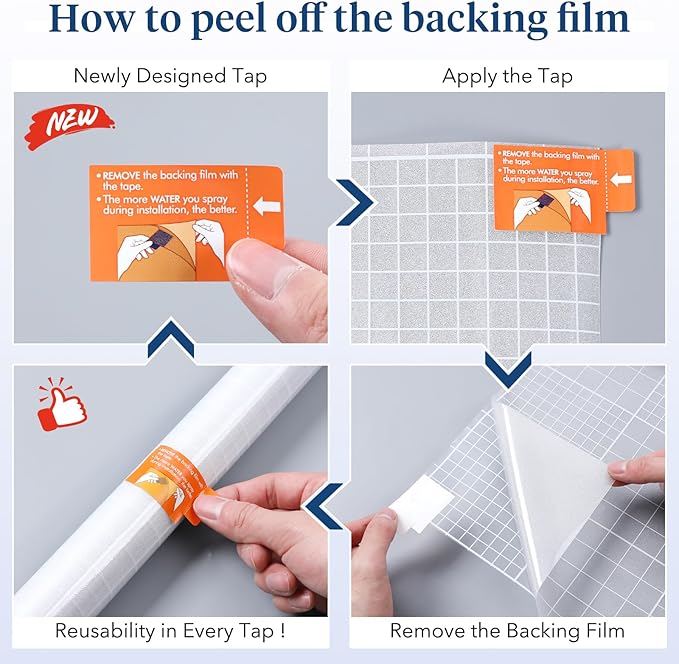 Haton Window Privacy Film Frosted Glass for Bathroom, Static Cling UV Sun Blocking Window Clings, Opaque Decorative Coverings Removable Sticker Heat Control Tint for Home Door, Pure 35.4" x 157.4"