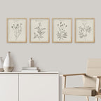 SIGNWIN Framed Vintage Wildflower Wall Art, Set of 4 Plant Drawing Wall Decor Prints, Nature Wilderness Wall Décor for Living Room, Bedroom - 11"x14" Natural