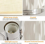 Modern White Textured Ceramic Table Lamps 22.5In, Plug in Table Lamp Decor for Office Living Room Bedroom Bedside Nightstand