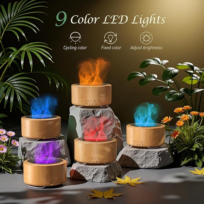Essential Oil Diffuser for Home: 500ML Aroma Diffuser for Hotel Office Yoga Room - Humidifier with 9 Colors LED Night Light for Kids/Women Home Relaxation, Bright Yellow