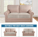 H.VERSAILTEX Velvet Stretch Couch Cushion Cover Plush Cushion Slipcover for Chair Loveseat Sofa Cushion Furniture Protector Seat Cushion Sofa Cover (2 Piece Medium Sofa Cushion Covers, French Oak)