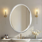 OVALCREST - Oval Wooden Beveled Wall Mirror for Home Decor, Bathroom, Vanity, Bedroom, Living Room, Hallway - London Style (Silver Leaf with Brown Antique) 25.1 x 37.1