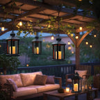 Lanterns Decorative Indoor, 1 Pack Black Outdoor Lantern with Timer, 14" Lantern Waterproof with Battery Operated Candle, Outdoor Hanging Lanterns for Porch, Patio, Wedding Decor